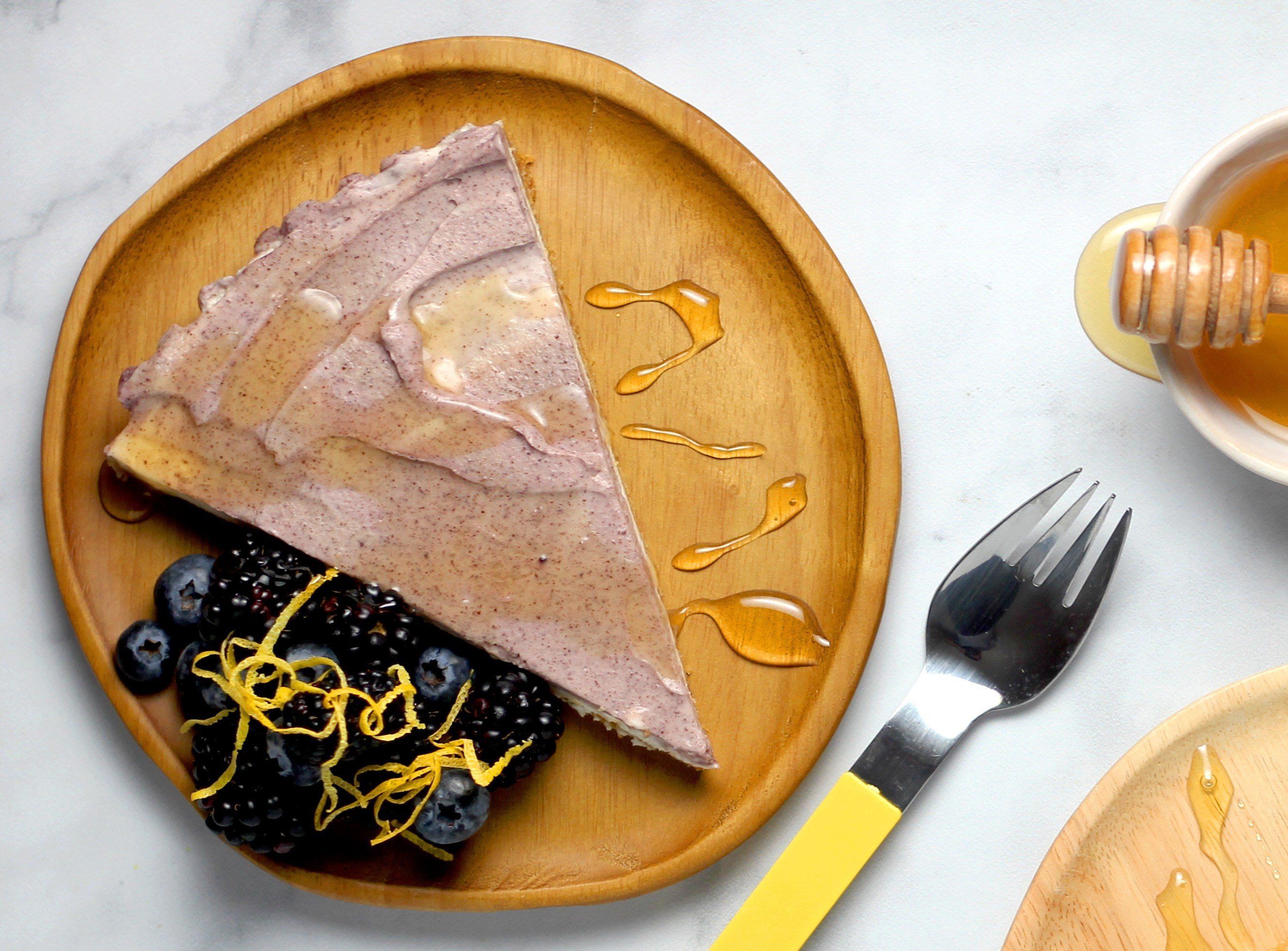 Açaí Cheesecake with Hazelnut Crust