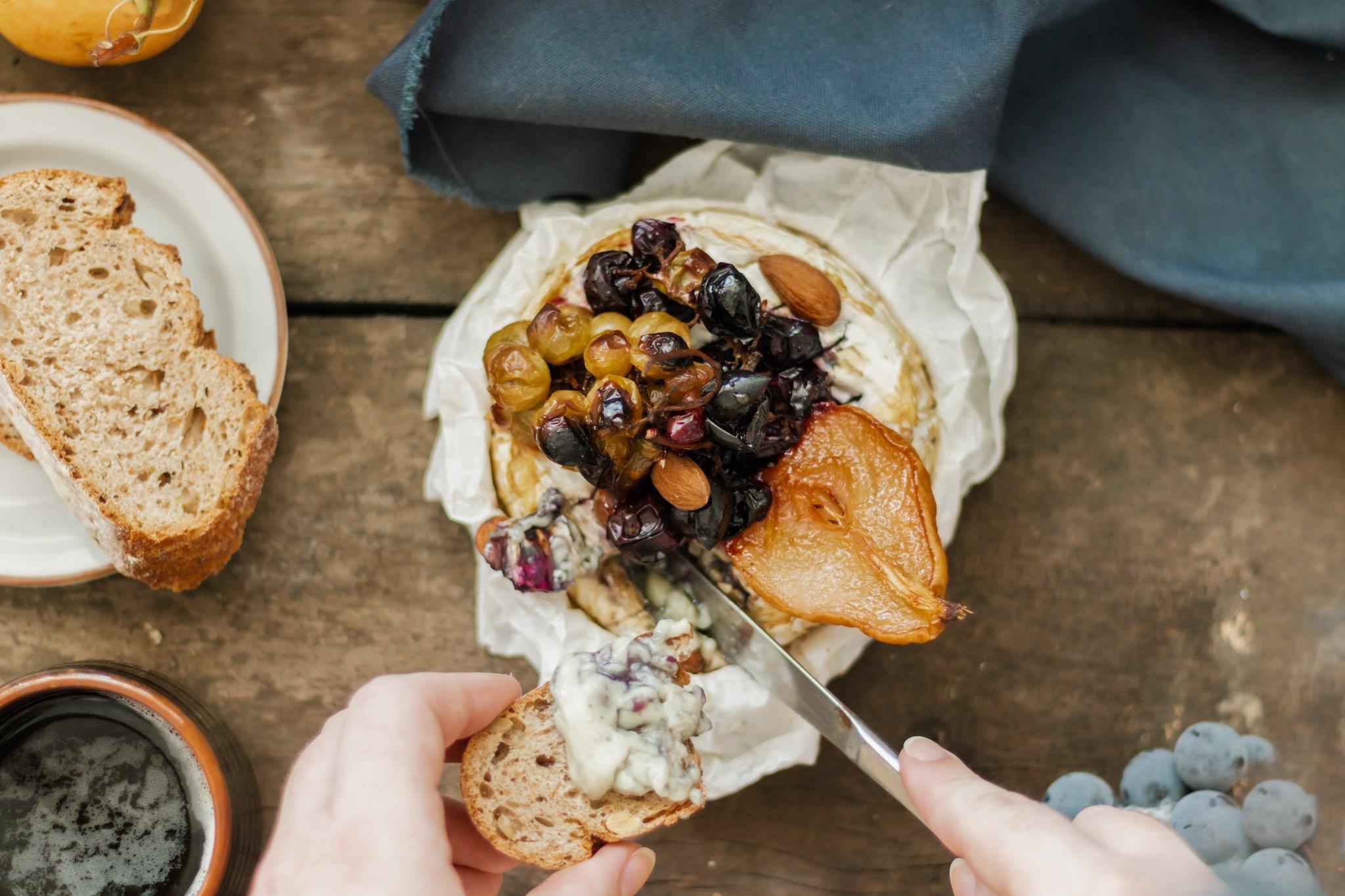 Baked Pear and Grape Camembert