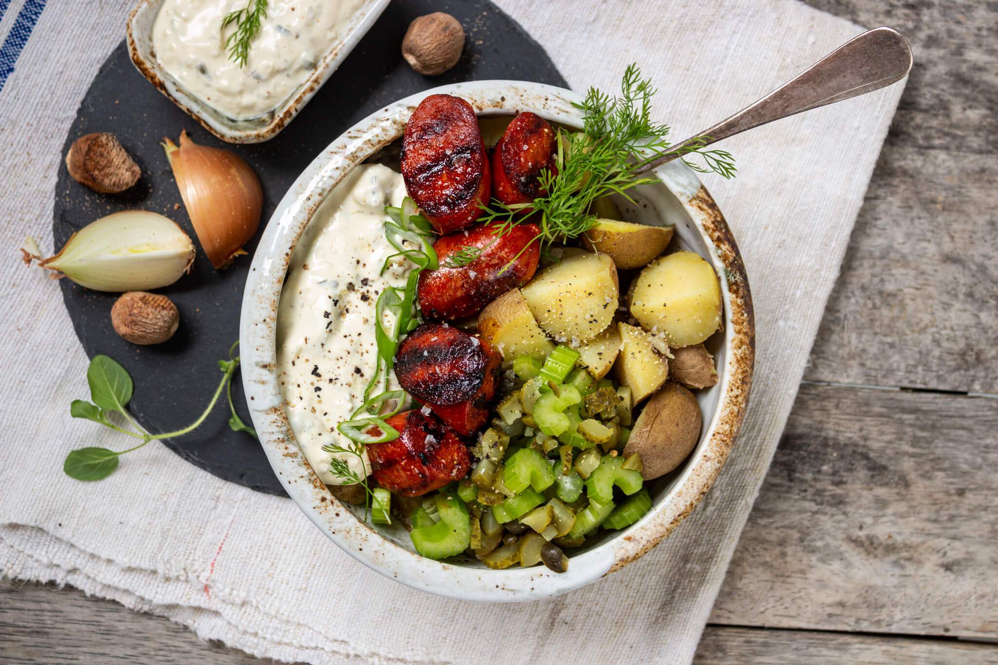 BBQ potato chorizo salad