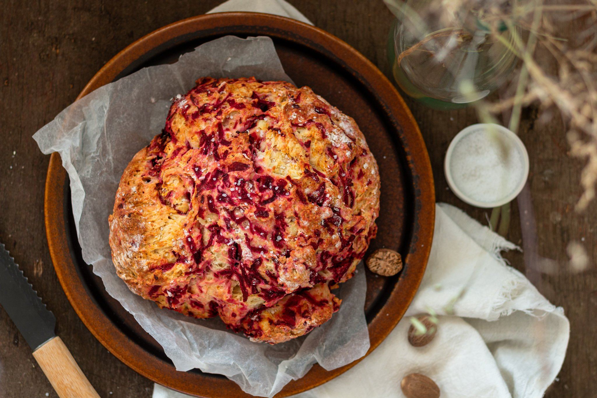 Beet and Nutmeg Soda Bread