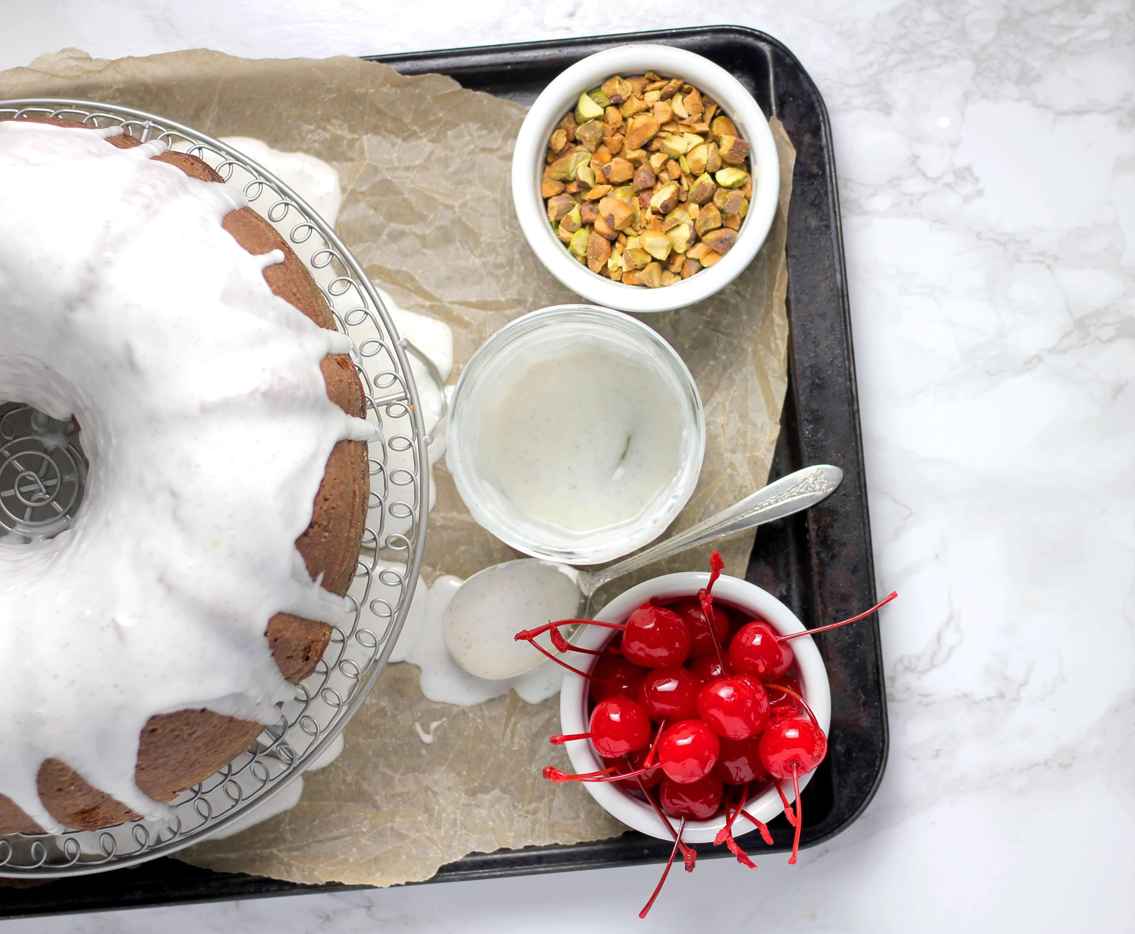 Chocolate Bundt Cake with Vanilla Bean Frosting