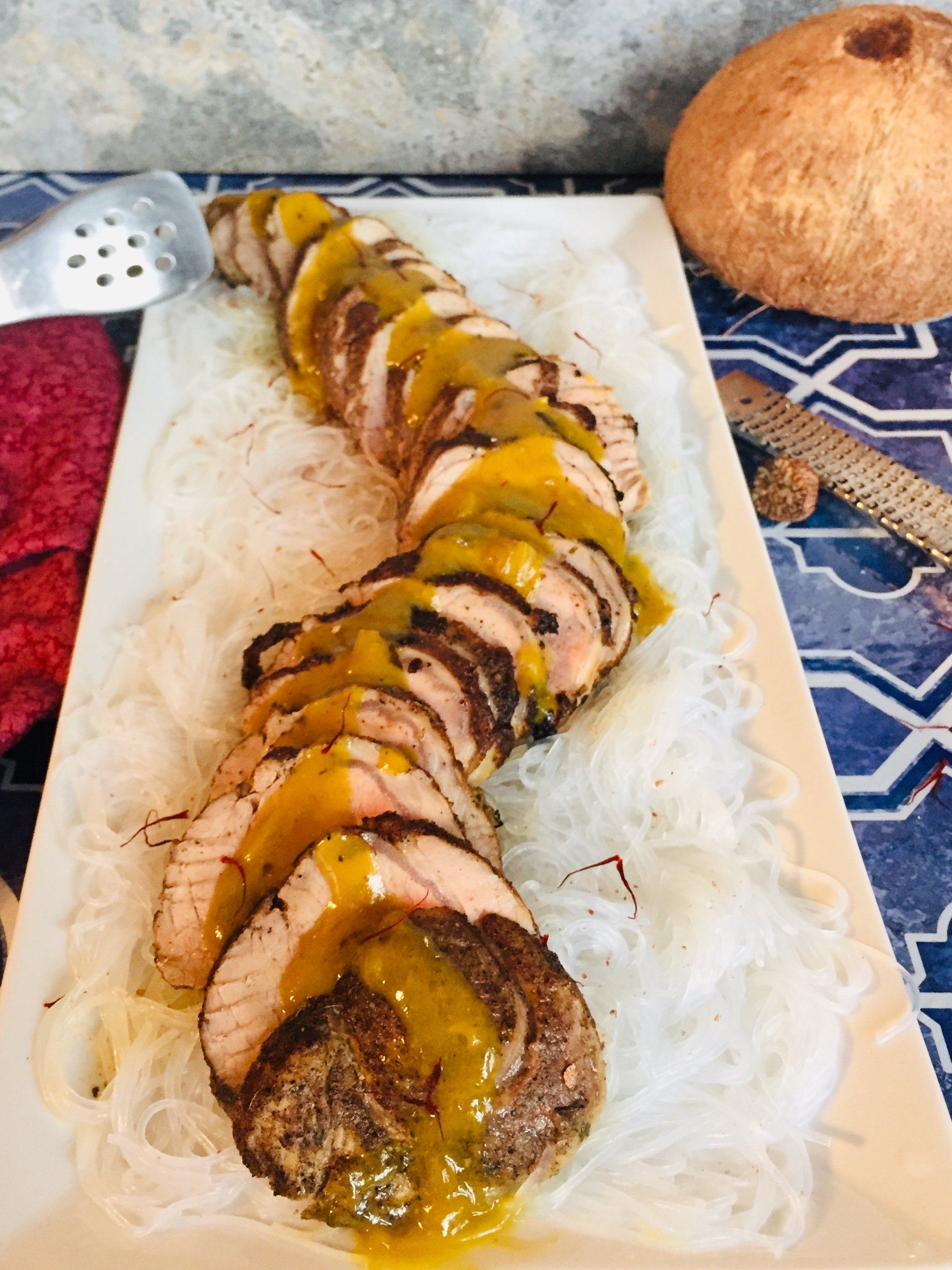 Coconut Milk and Saffron Braised Pork Loin