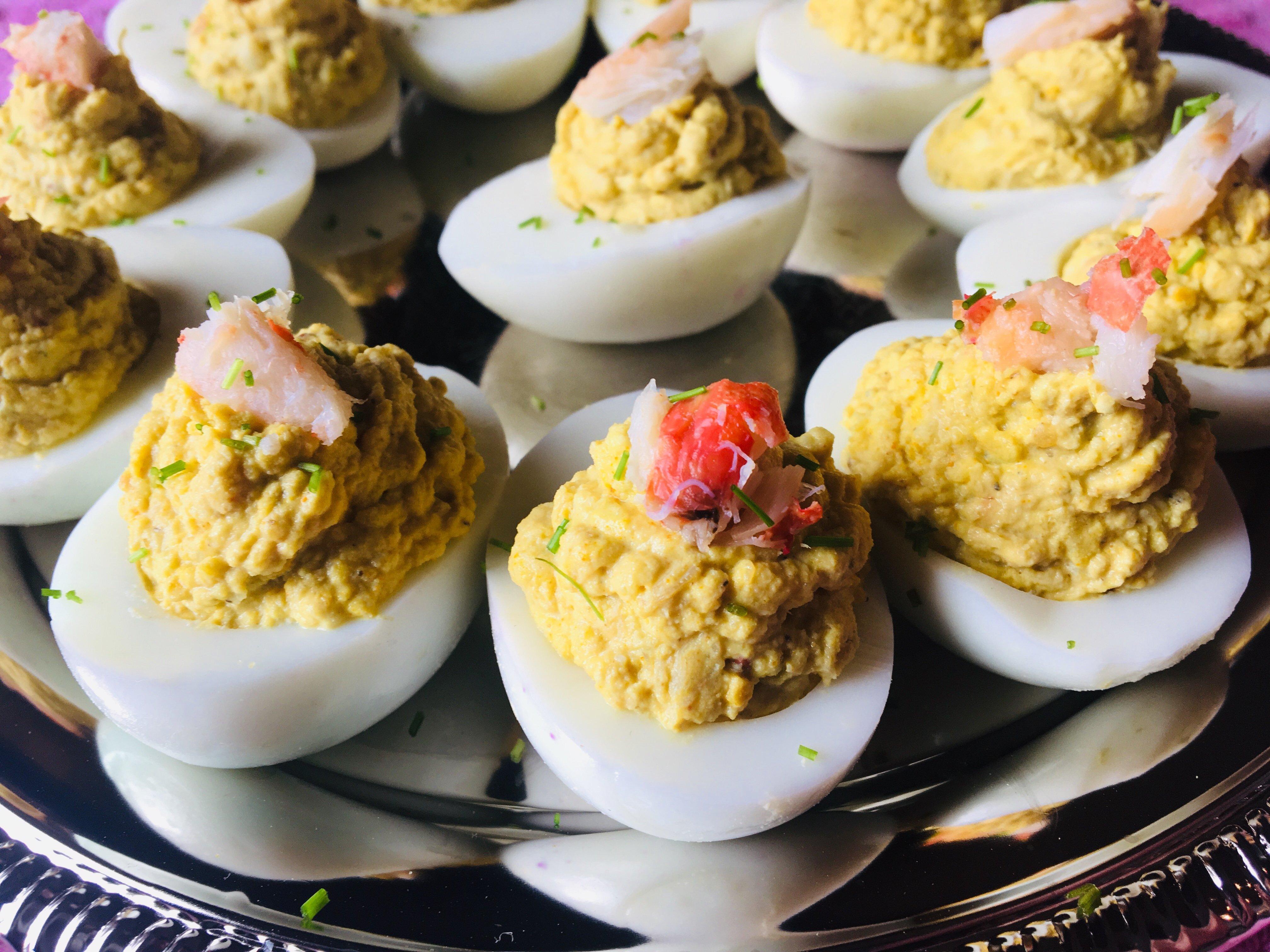 Devilled Eggs with Saffron &amp; Crab