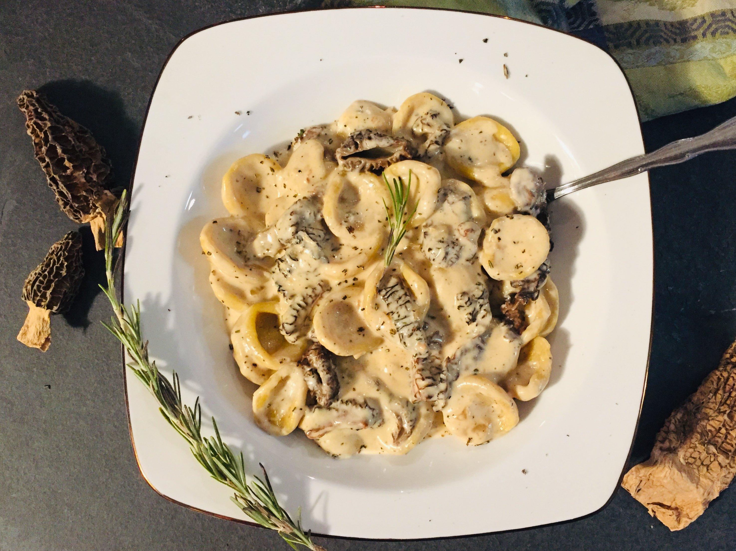 Handmade Butternut Squash Pasta with Morel Mushroom and Rosemary Cream Sauce