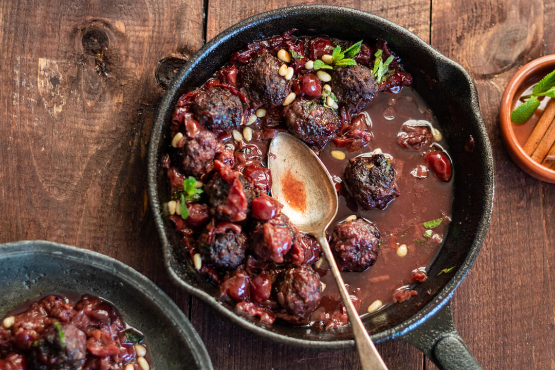 Lamb meatballs in Cherry Sauce (Kebab Karaz)