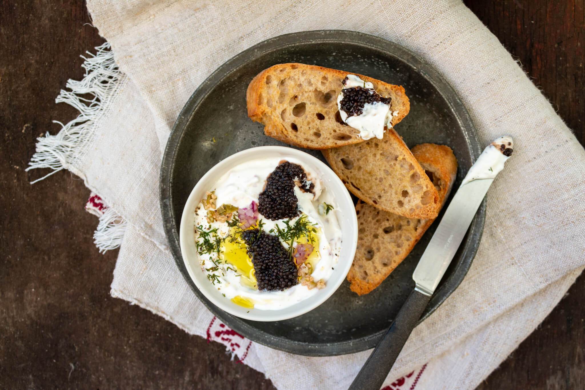 Lumpfish Caviar with Sour Cream and Caper Spread