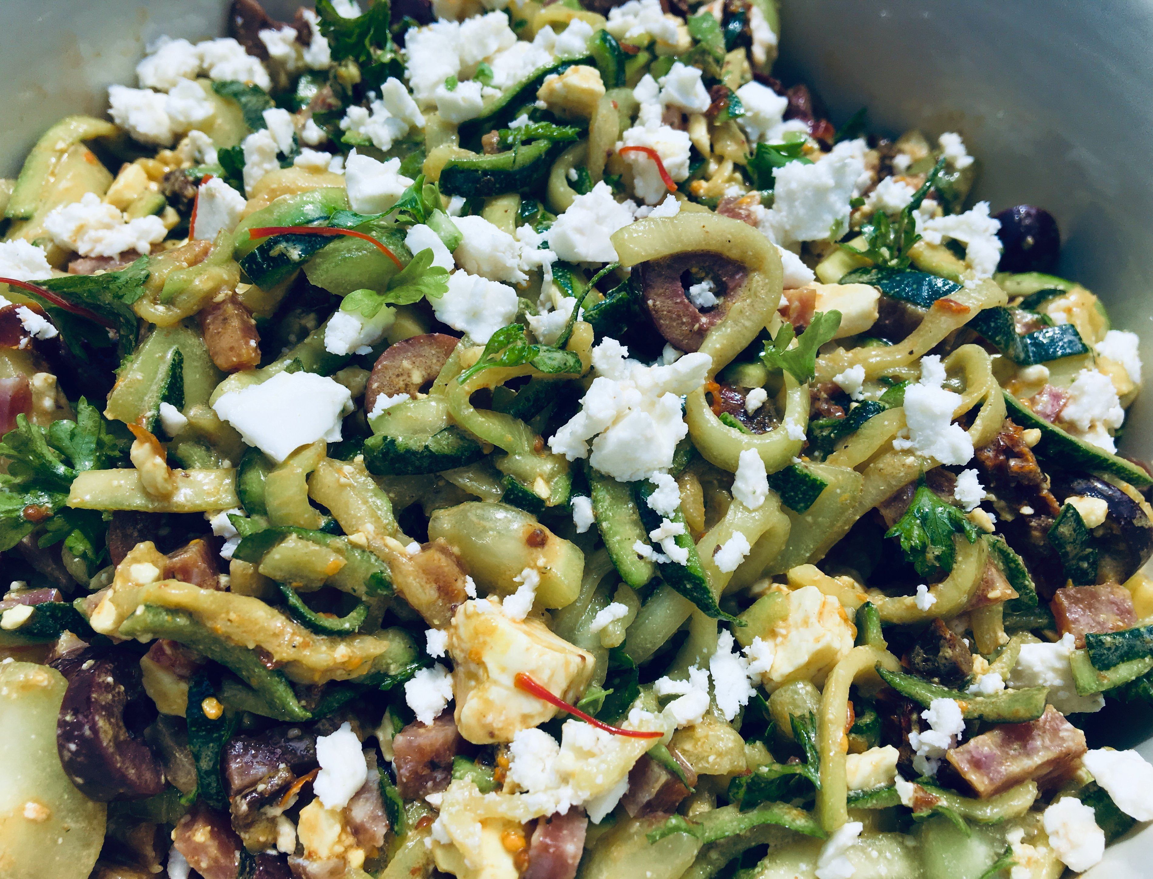 Mediterranean Zucchini Noodles with Saffron Dressing