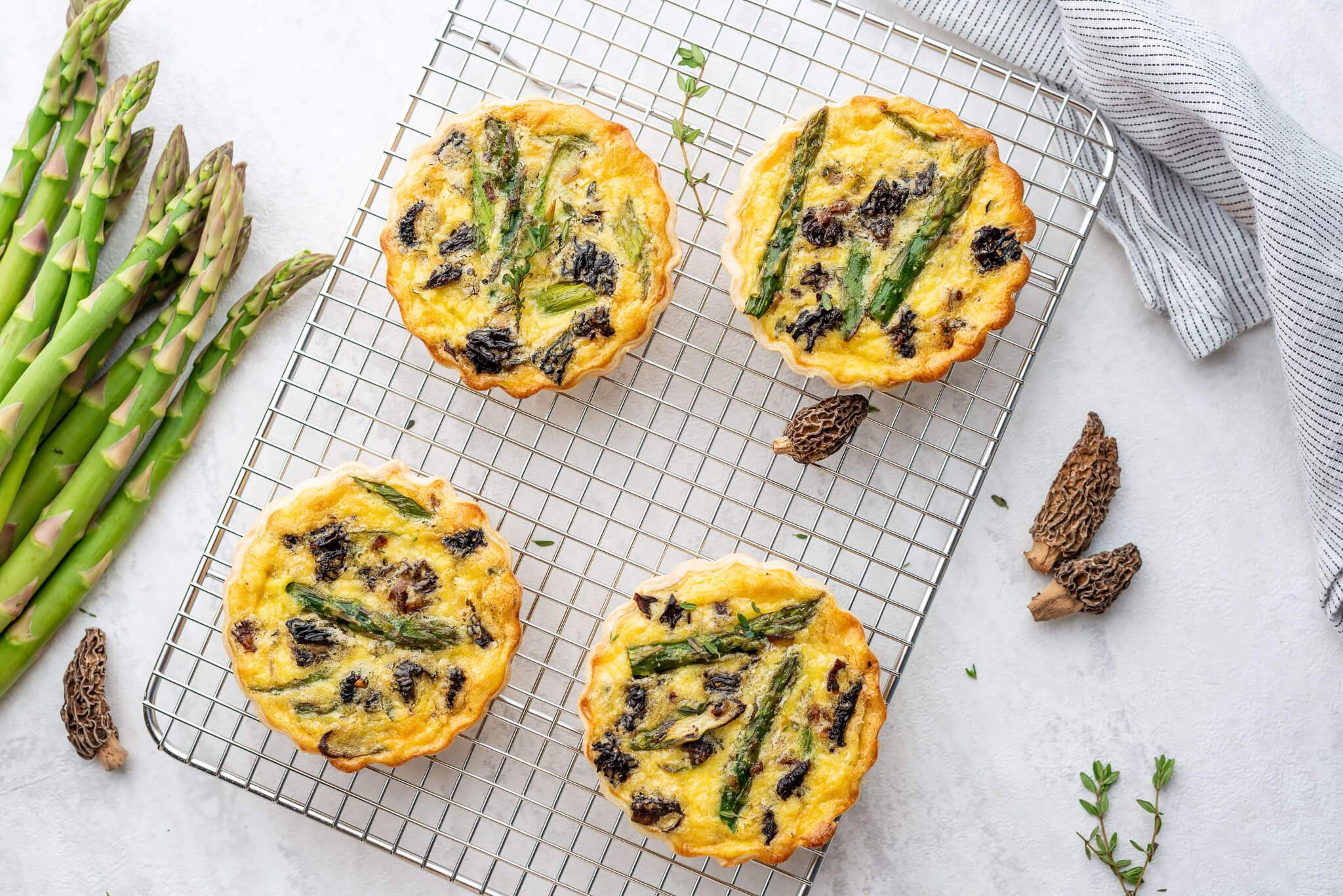 Morel Mushroom and Asparagus Mini Quiche