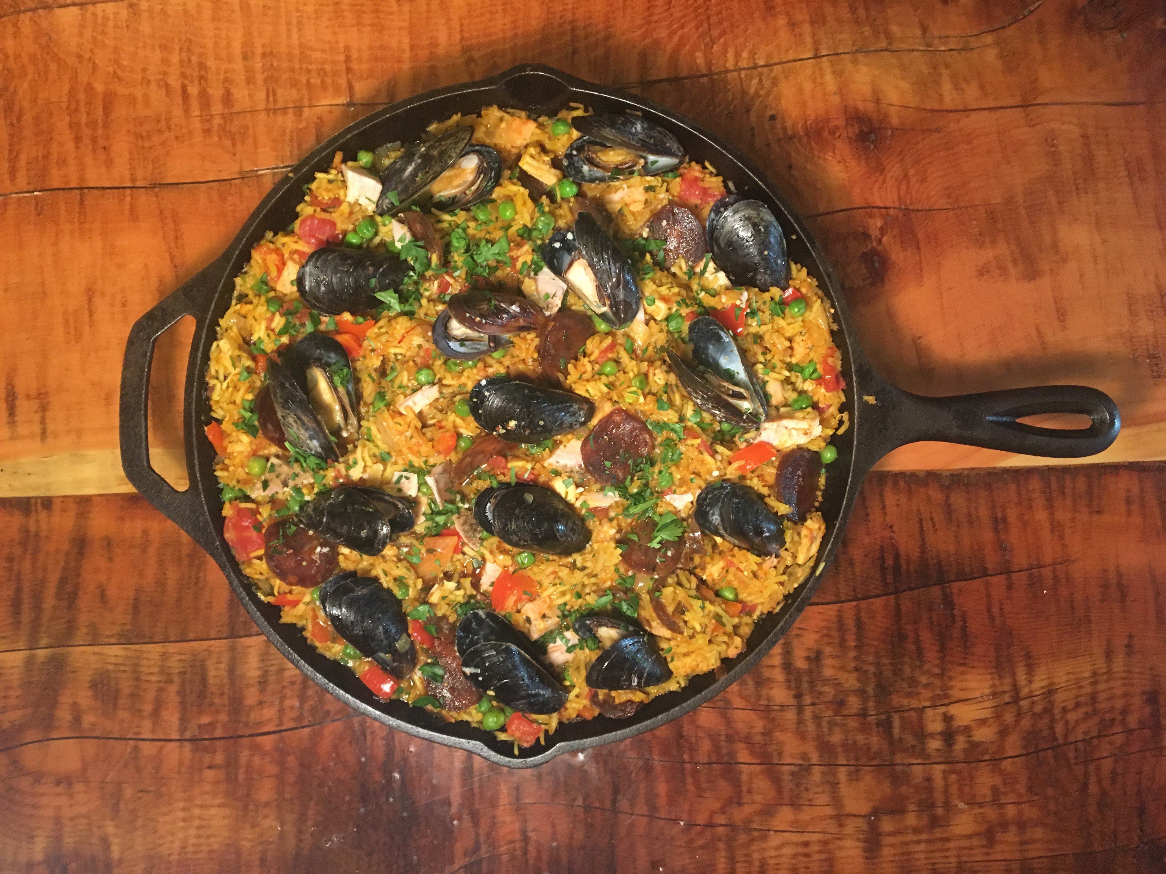 Persian Saffron Paella with Dried Chorizo, Mussels, & Smoked Turkey