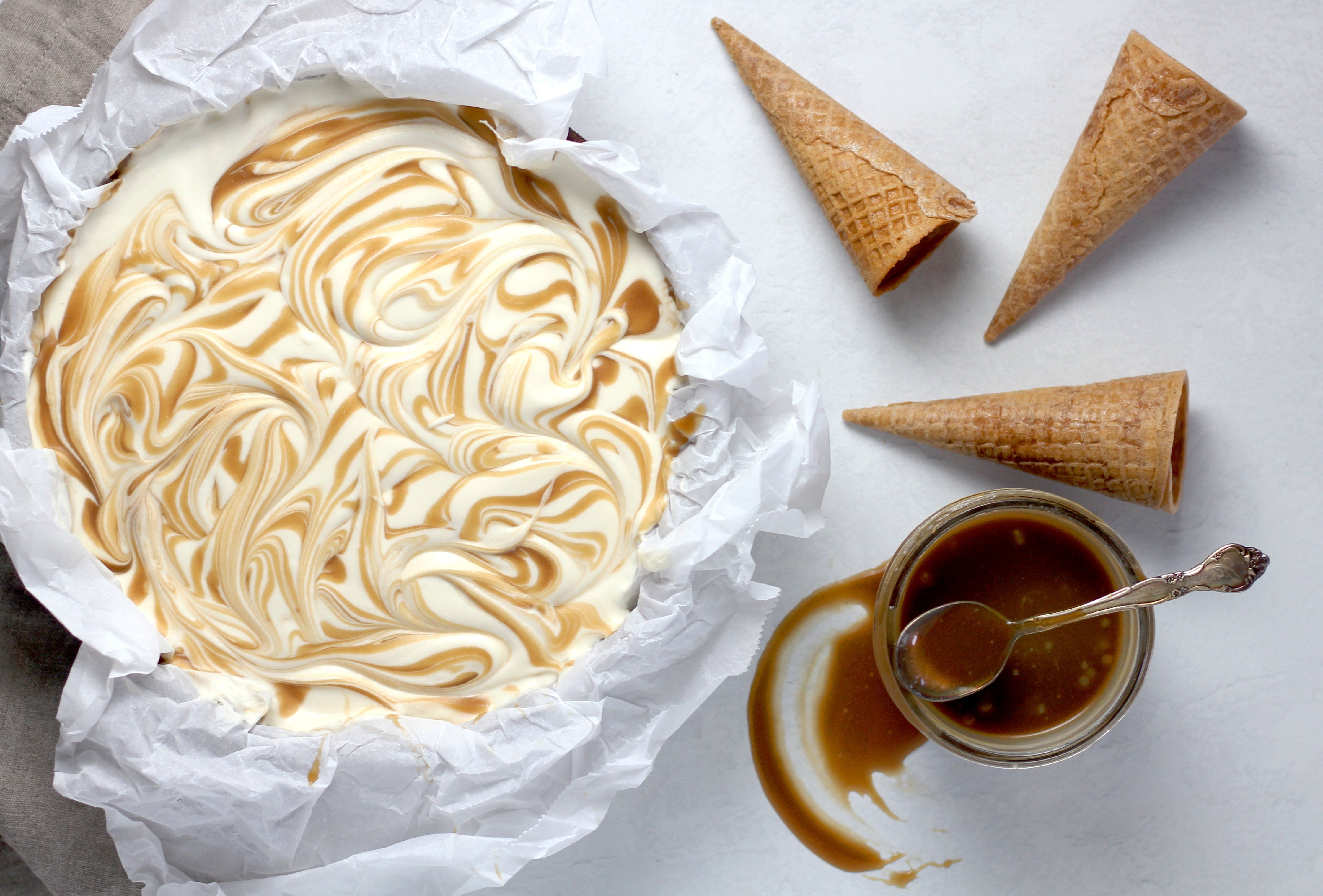 Vanilla-Bourbon Ice Cream with Butterscotch Swirl