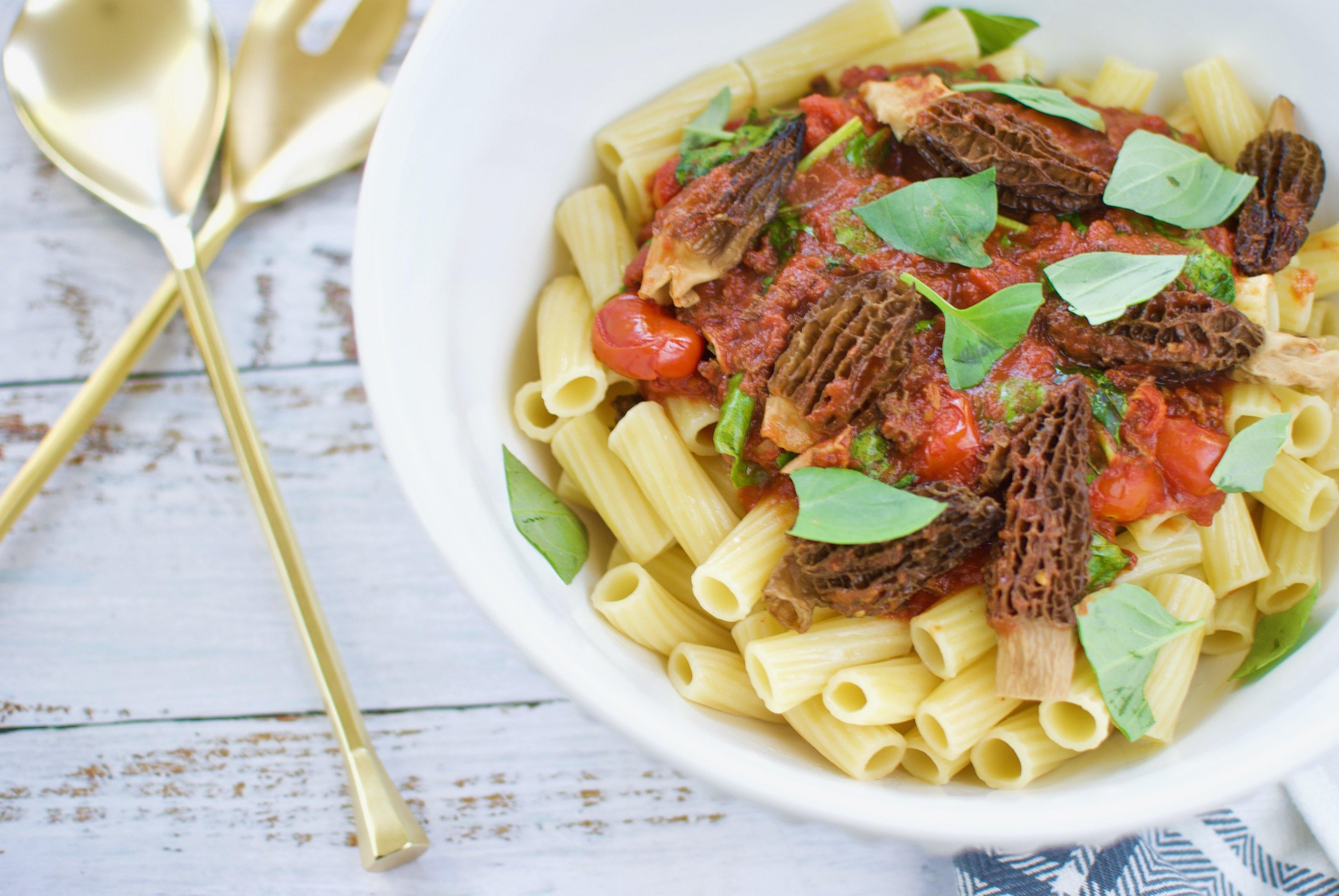 Vegan Morel Mushroom Bolognese with Rigatoni