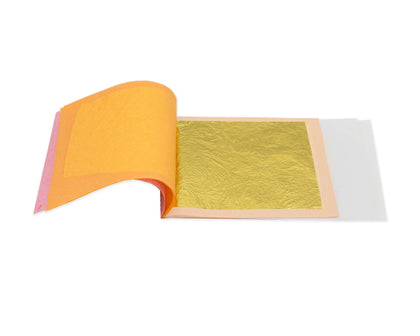 Slofoodgroup 24 Karat Edible Gold Leaf Soft Transfer Gold (25 Lightly Attached Sheets on Transfer Backing) 3.15 in x 3.15in Soft Press Transfer Gold
