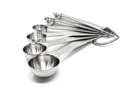 Newk Juego de 6 cucharas medidoras, herramientas de medición de cocina de  metal de acero inoxidable para ingredientes secos y líquidos: 1/8